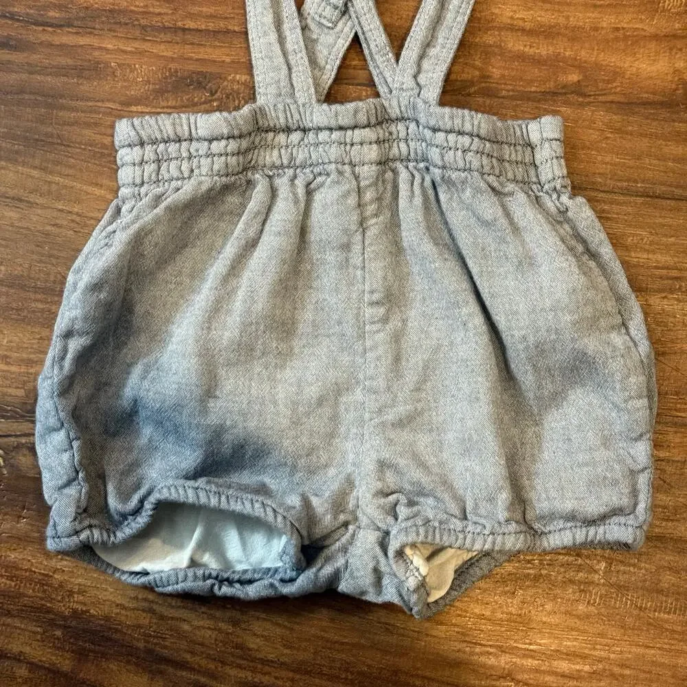 H&M Blue Chambray Romper Shortalls Suspenders Toddler Boy 18-24 Months 2T